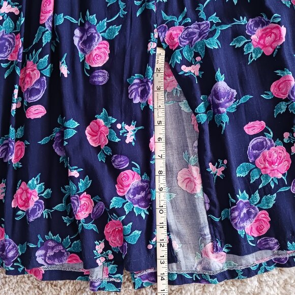 Jean Works Women's Long Summer Skirt Floral Design Size S/P Light Weight Blue - Picture 4 of 8